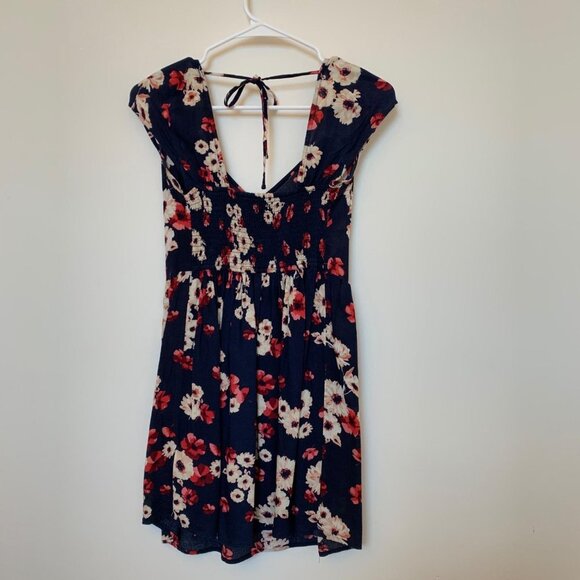 Hollister Sz S Womens Dress Navy Floral sleeveless - Picture 2 of 6